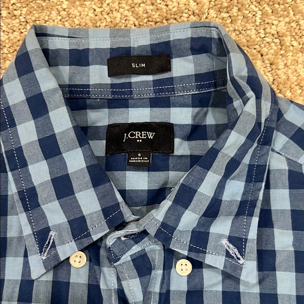 J. Crew Blue Casual Button Down Shirt with Gingham Pattern